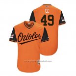 Maglia Baseball Uomo Baltimore Orioles Cody Carroll 2018 LLWS Players Weekend Cc Orange