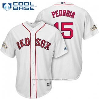 Maglia Baseball Uomo Boston Red Sox 2017 Postseason 15 Dustin Pedroia Bianco Cool Base