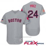 Maglia Baseball Uomo Boston Red Sox 2017 Stelle e Strisce 24 David Price Grigio Flex Base