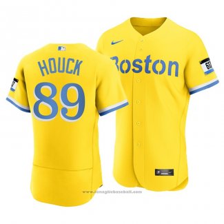 Maglia Baseball Uomo Boston Red Sox Tanner Houck 2021 City Connect Autentico Or