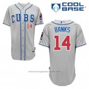 Maglia Baseball Uomo Chicago Cubs 14 Ernie Banks Grigio Alternato Cool Base