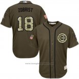 Maglia Baseball Uomo Chicago Cubs 18 Ben Zobrist Verde Salute To Service