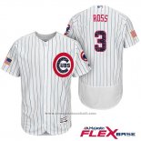 Maglia Baseball Uomo Chicago Cubs 2017 Stelle e Strisce Cubs 3 David Ross Bianco Flex Base