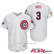 Maglia Baseball Uomo Chicago Cubs 2017 Stelle e Strisce Cubs 3 David Ross Bianco Flex Base