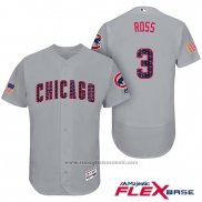Maglia Baseball Uomo Chicago Cubs 2017 Stelle e Strisce Cubs 3 David Ross Grigio Flex Base