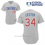 Maglia Baseball Uomo Chicago Cubs 34 Jon Lester Grigio Cool Base