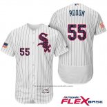 Maglia Baseball Uomo Chicago White Sox 2017 Stelle E Strisce 55 Carlos Rodon Bianco Flex Base