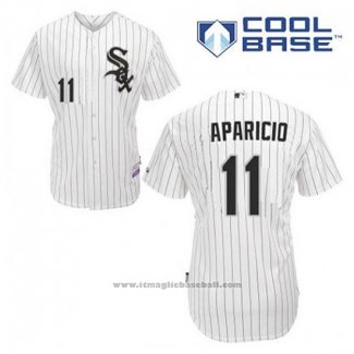 Maglia Baseball Uomo Chicago White Sox Luis Aparicio 11 Bianco Home Cool Base