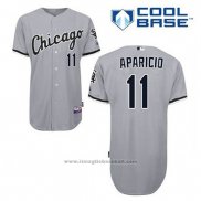 Maglia Baseball Uomo Chicago White Sox Luis Aparicio 11 Grigio Cool Base