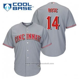 Maglia Baseball Uomo Cincinnati Reds Pete Rose 14 Grigio Cool Base