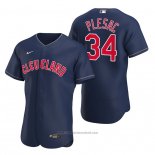 Maglia Baseball Uomo Cleveland Guardians Zach Plesac Autentico Alternato Blu