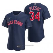 Maglia Baseball Uomo Cleveland Guardians Zach Plesac Autentico Alternato Blu