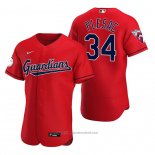 Maglia Baseball Uomo Cleveland Guardians Zach Plesac Autentico Alternato Rosso