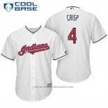 Maglia Baseball Uomo Cleveland Indians 2017 Stelle e Strisce 4 Coco Crisp Bianco Cool Base