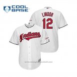 Maglia Baseball Uomo Cleveland Indians Francisco Lindor 2019 All Star Patch Cool Base Bianco