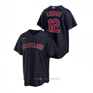 Maglia Baseball Uomo Cleveland Indians Francisco Lindor Replica Alternato Blu