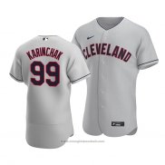 Maglia Baseball Uomo Cleveland Indians James Karinchak Autentico Road Grigio