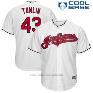 Maglia Baseball Uomo Cleveland Indians Josh Tomlin 43 Bianco Cool Base