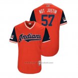Maglia Baseball Uomo Cleveland Indians Shane Bieber 2018 LLWS Players Weekend Not Justin Rosso