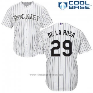 Maglia Baseball Uomo Colorado Jorge De La Rosa 29 Bianco Cool Base