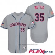 Maglia Baseball Uomo Colorado Rockies 2017 Stelle e Strisce Chad Bettis 35 Grigio Flex Base