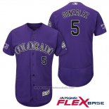 Maglia Baseball Uomo Colorado Rockies Carlos Gonzalez 5 Viola Autentico Collection Flex Base