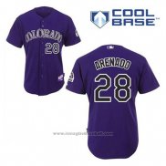 Maglia Baseball Uomo Colorado Rockies Nolan Arenado 28 Viola Alternato Cool Base