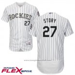 Maglia Baseball Uomo Colorado Trevor Story 27 Bianco Flex Base Autentico Collection