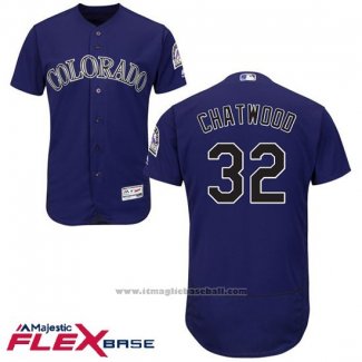 Maglia Baseball Uomo Colorado Tyler Chatwood 32 Viola Flex Base