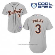 Maglia Baseball Uomo Detroit Tigers Ian Kinsler 3 Grigio Cool Base