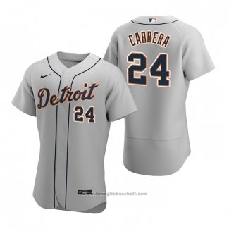 Maglia Baseball Uomo Detroit Tigers Miguel Cabrera Autentico 2020 Road Grigio