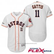 Maglia Baseball Uomo Houston Astros 2017 Postseason Evan Gattis Bianco Flex Base
