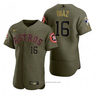 Maglia Baseball Uomo Houston Astros Aledmys Diaz Camouflage Digitale Verde 2021 Salute To Service