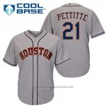 Maglia Baseball Uomo Houston Astros Andy Pettitte 21 Grigio Cool Base