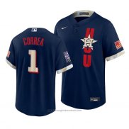 Maglia Baseball Uomo Houston Astros Carlos Correa 2021 All Star Replica Blu