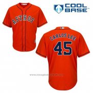 Maglia Baseball Uomo Houston Astros Carlos Lee 45 Arancione Alternato Cool Base
