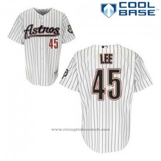 Maglia Baseball Uomo Houston Astros Carlos Lee 45 Bianco Cool Base