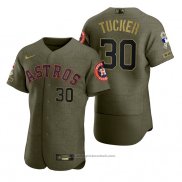 Maglia Baseball Uomo Houston Astros Kyle Tucker Camouflage Digitale Verde 2021 Salute To Service