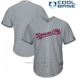 Maglia Baseball Uomo Kansas City Royals 2017 Stelle e Strisce Grigio Cool Base