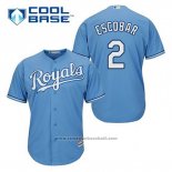 Maglia Baseball Uomo Kansas City Royals Alcides Escobar 2 Powder Blu Alternato Cool Base