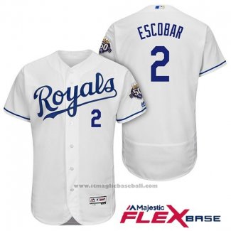 Maglia Baseball Uomo Kansas City Royals Alcides Escobar Bianco Flex Base2