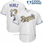 Maglia Baseball Uomo Kansas City Royals Salvador Perez 13 Bianco Cool Base