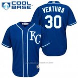 Maglia Baseball Uomo Kansas City Royals Yordano Ventura 30 Blu Alternato Cool Base