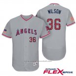 Maglia Baseball Uomo Los Angeles Angels 2017 Stelle e Strisce C.j. Wilson Grigio Flex Base