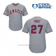 Maglia Baseball Uomo Los Angeles Angels Mike Trout 27 Grigio Cool Base