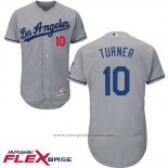Maglia Baseball Uomo Los Angeles Dodgers 10 Justin Turner Grigio 2017 Flex Base