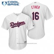 Maglia Baseball Uomo Los Angeles Dodgers 2017 Stelle e Strisce Andre Ethier Bianco Cool Base