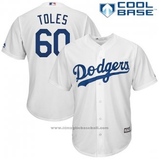 Maglia Baseball Uomo Los Angeles Dodgers Andrew Toles Bianco Cool Base