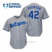 Maglia Baseball Uomo Los Angeles Dodgers Jackie Robinson 42 Grigio Cool Base
