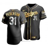 Maglia Baseball Uomo Los Angeles Dodgers Joc Pederson Black 2020 World Series Champions Golden Limited Autentico